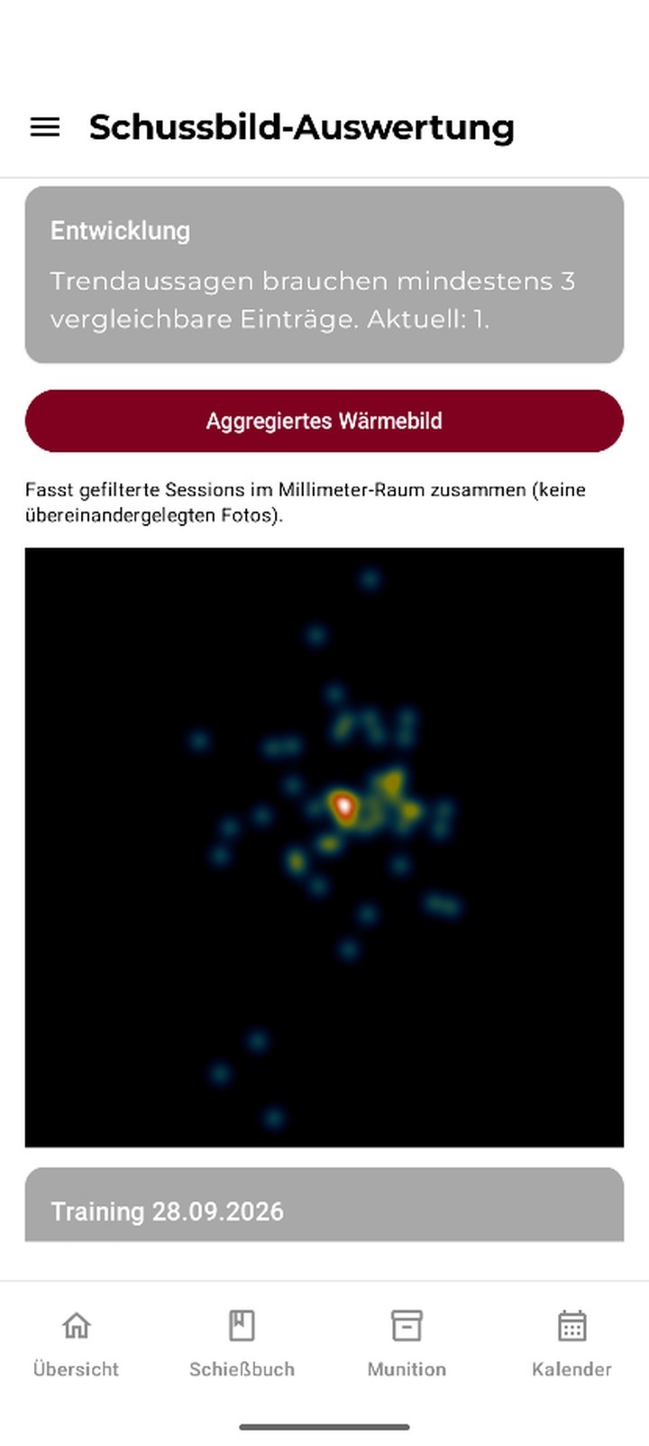 Aggregiertes Wärmebild in der Schussbild-Auswertung von T-10g